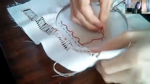 Шов вперёд иголку с перевивом змейкой