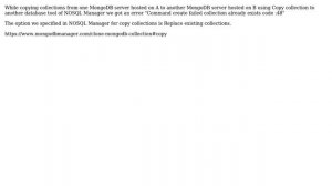 Databases: NOSQL Manager for MongoDB throws command failed collection already exists