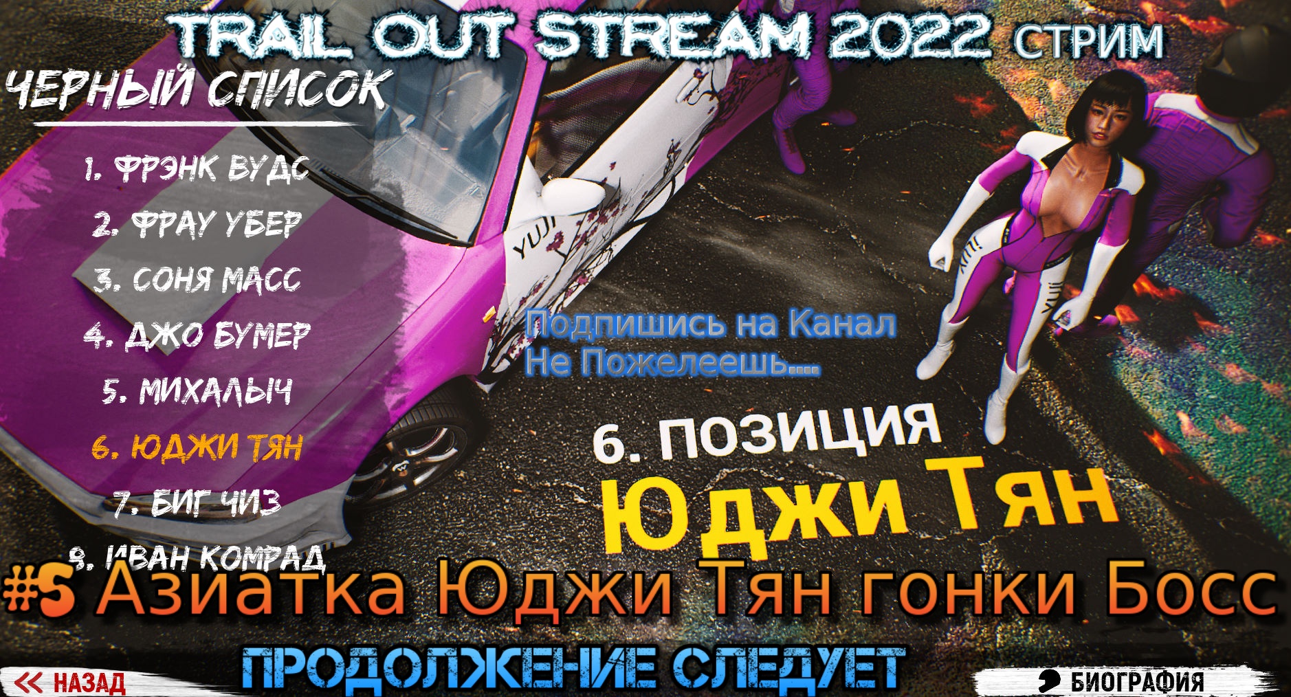 Trail Out Stream 2022 Стрим Полное прохождение #5 Азиатка Юджи Тян гонки Босс