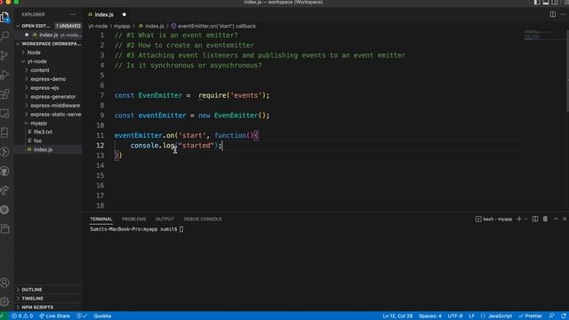 NodeJS Tutorial in Hindi: Events and Event Emitter | Handling events in Node.js with Event Emitter