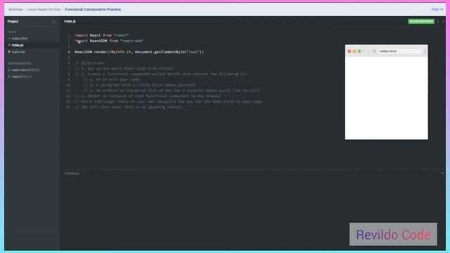 Functional components Practice | React JS  Course for Beginners | React JS Tutorial | #revildo_code