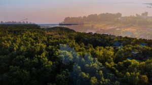 Бердск с квадрокоптера. Пляжи, побережье Обского моря, выход реки Раздельной в Обь