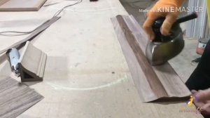 How to glue walnut veneer on BASEBOARD. Как можно клеить шпон на плинтуса или фигурного рейку