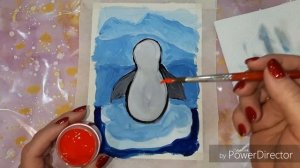 Уроки рисования для детей. Живопись для малышей. Пингвин гуашью для малышей.