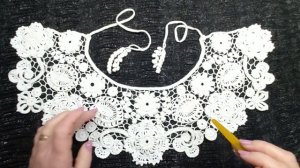 Ажурный воротничок, выполнен крючком. Техника Ирландское кружево.