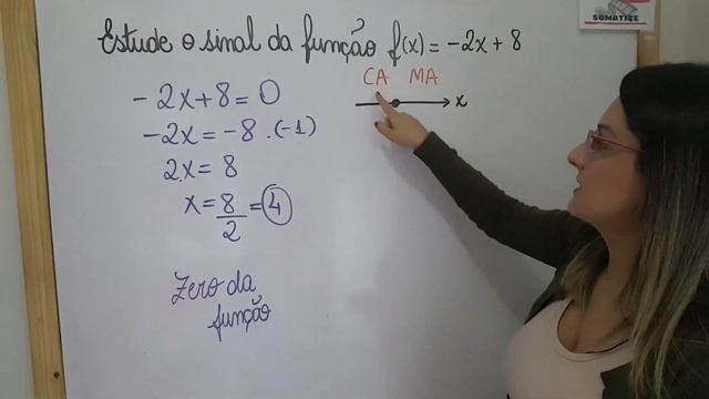 Estude o sinal da função f(x) = -2x +8 - Função de 1º grau decrescente - Somatize - Professora Edna смотреть онлайн