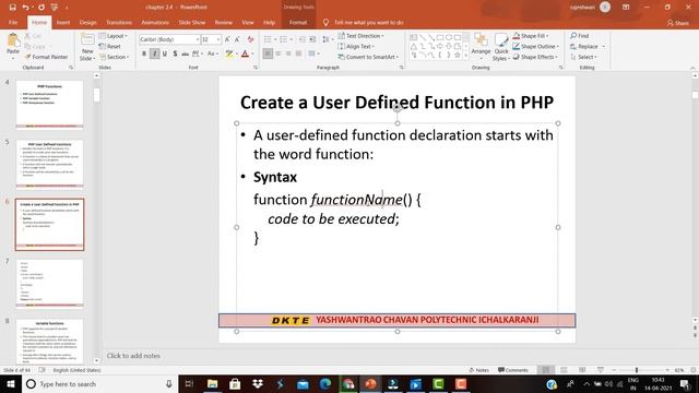 In PHP | Function And Its Types | User Defined Function | In Marathi