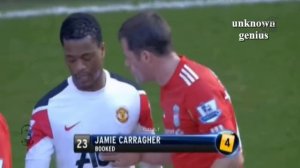 Jamie carragher horror tackle on Luis Nani - Football Moments.