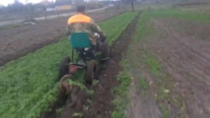 Мотоблок МТЗ, вспашка с адаптером