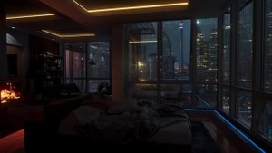 Sleep In This Multi Million Dollar Toronto Apartment & Cozy Fireplace | Rain Sounds For Sleep | 4K
