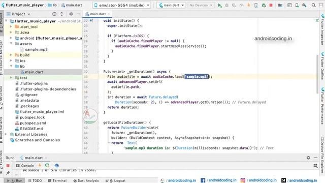 Flutter audio player tutorial | Source in description | flutter coding