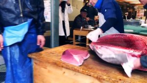 Япония Морепродукты - Шоу Обработки Голубого Тунца