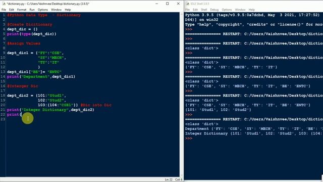 #3 Data Types in Python| Python Tutorial for Beginners |Simplest Introduction | Dictionary Data Typ
