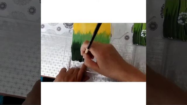 Рисуем с помощью ватных палочек ( Одуванчики)