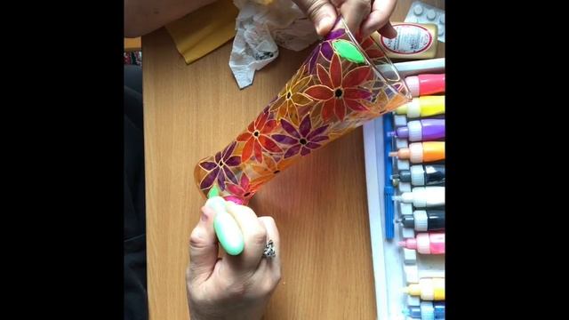 146. Витражная роспись вазы. Красота своими руками. смотреть онлайн