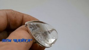 Крупное кольцо перстень с горным хрусталем в серебре "Серебряный лед"