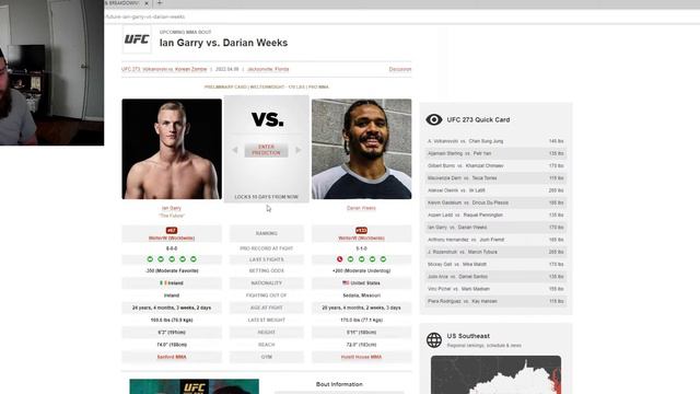 UFC 273 FIGHT PREDICTION?? Ian Garry vs Darian Weeks WHO WINS?? #UFC #UFC273 #IANGARRY