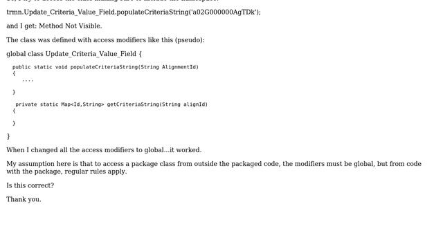 Salesforce: Method Not Visible within package смотреть онлайн