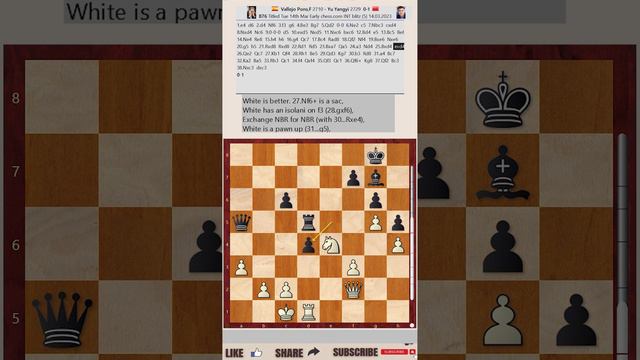 Titled Tue 14th Mar Early 2023 - Round: 5 || Francisco Vallejo Pons vs Yu Yangi