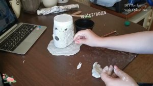 Сказочный домик из банки от Нутеллы и бумажной глины. Мастер класс. DIY. Handmade. Tutorial