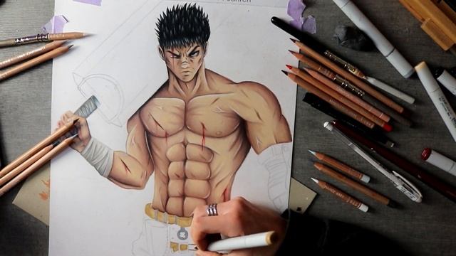 BERSERK DRAWING: How to draw Guts - Speed drawing (Copic Marker + Luminance) смотреть онлайн