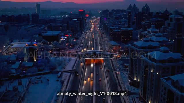 Футажи Зимняя вечерняя Алмата с дрона 4K смотреть онлайн