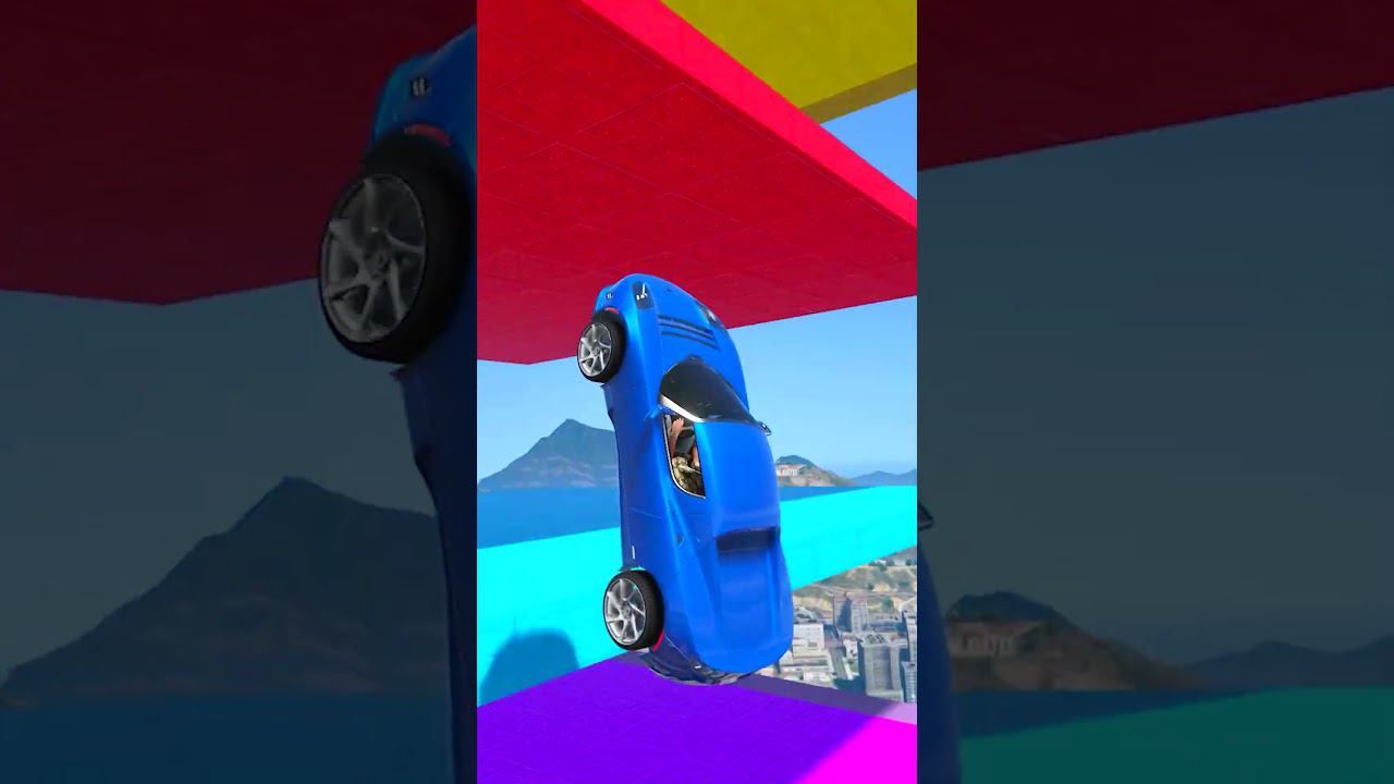 КАК ВЫСОКО В НЕБО УЛЕТИТ ЧИТ ТАЧКА С ОГРОМНОГО ТРАМПЛИНА? ПРЫЖКИ В ВЫСОТУ ГТА 5! #shorts смотреть онлайн