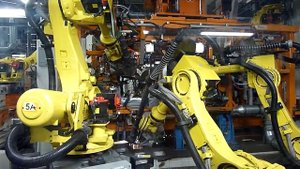 Полный цикл сварки кузова роботами