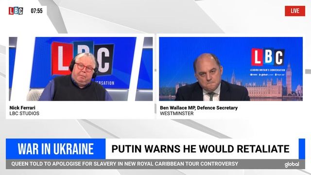Nick Ferrari questions Defence Secretary Ben Wallace | Watch Live смотреть онлайн