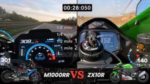 BMW M1000RR vs Kawasaki ZX10R | 0-250kph Acceleration | GPS Top Speed Attempt ?