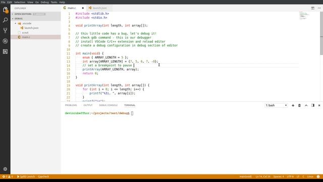 How to debug C code with GDB in VSCode (Linux)