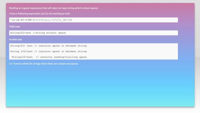 Regex - match a string without having spaces смотреть онлайн
