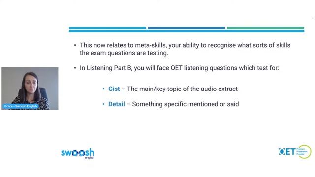 Live class with Swoosh: OET Listening - Essential Skills for Part B смотреть онлайн