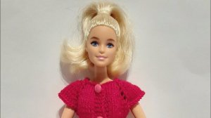 Платье для Барби. Вязание спицами и крючком.
