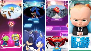 Pororo the Little Penguin 🆚 Sonic Exe 🆚 McQueen Eater 🆚 Baby Boss | Tiles Hop EDM Rush