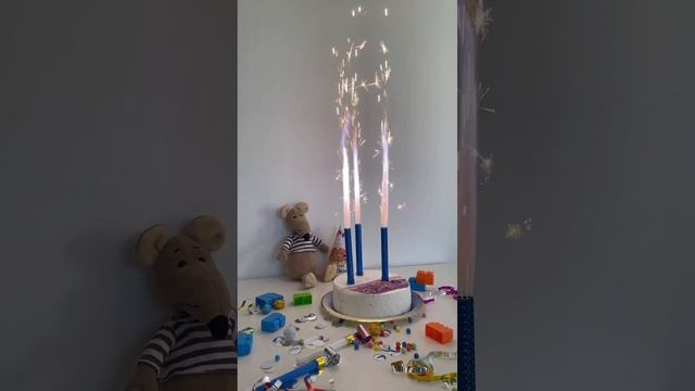 Фонтан для торта JF TS12-30 blue "Тортовая свеча на день рождения / гендер пати"