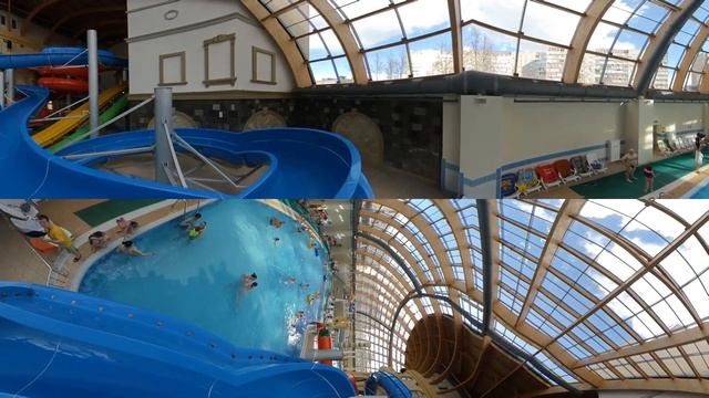 360° Москва аквапарк КАРИБИЯ (VR Video 360 градусов) Аттракционы водные горки отдых Аквапарки Росси
