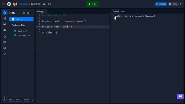 Coding 101 with python: Collections - list