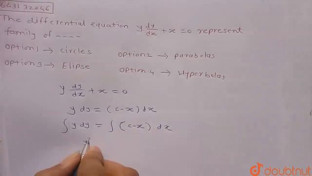 The differential equation `y dy/dx+x=0` represents family of…….. | Class 12 Maths | Doubtnut смотреть онлайн