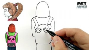 Как нарисовать ДЕВУШКУ с рюкзаком панда