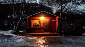 Новогодний футаж со снегом и домиком, бесплатный футаж для мероприятий и утренников