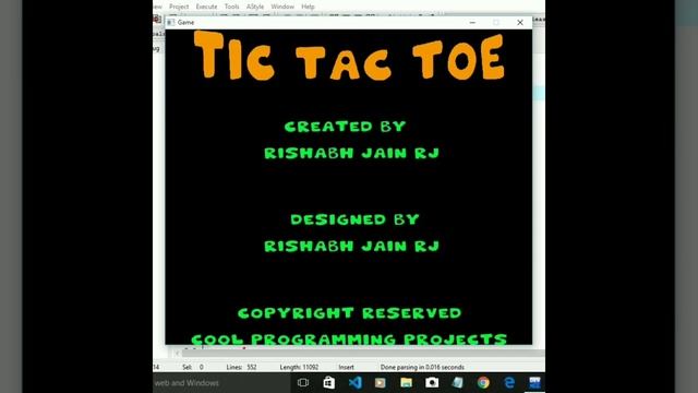 #4 tic tac toe  game using c++ graphics | c++ projects| About Section| Cool Porgramming Projects