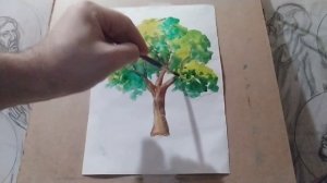 Малюнок дерева аквареллю. Как нарисовать дерево акварелью.