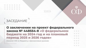 Заседание Комитета СФ по бюджету и финансовым рынкам