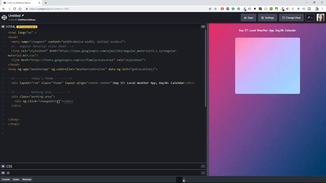 [37 & 38/100] A functional Local Weather And Calendar App?☀️ | #Daily UI (AngularJs + MaterialUI) смотреть онлайн
