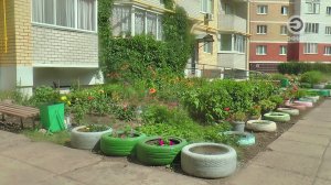 Женщины разбили клумбы возле четырех подъездов дома 65/01.