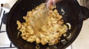 ЖАРЕНЫЕ МАКАРОНЫ С МЯСОМ В КАЗАНЕ