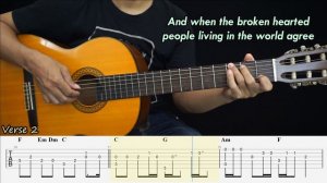 LET IT BE - The Beatles - Fingerstyle Guitar Tutorial TAB + Chords + Lyrics