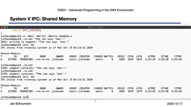 Advanced Programming in the UNIX Environment: Week 08, Segment 2 - System V IPC смотреть онлайн