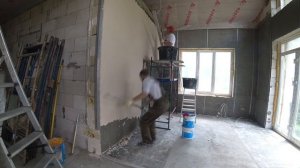 Дом из ГАЗОБЕТОНА. Штукатурка СТЕН. Установка МАЯКОВ